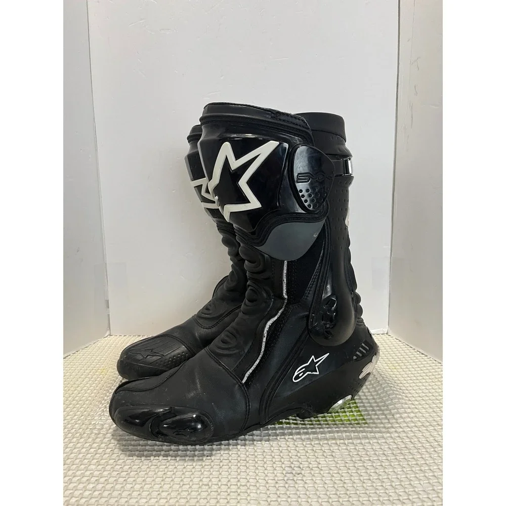 Alpinestars SMX Plus Motorcycle Racing Boots Men's 10.5 Black White GOOD
